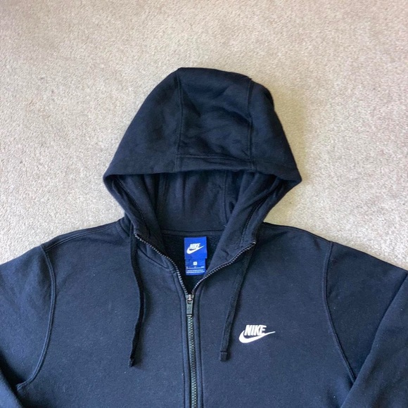 Black Nike hoodie black Nike full zip hoodie Nike club hoodie men’s size small - Picture 2 of 4